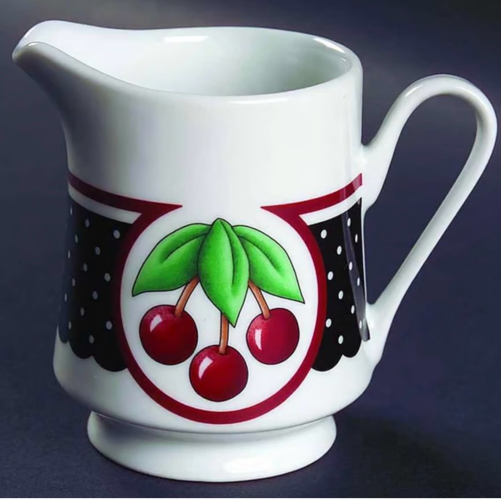 EUC Mary Engelbreit Cherry Cameo Creamer, 8 ounce